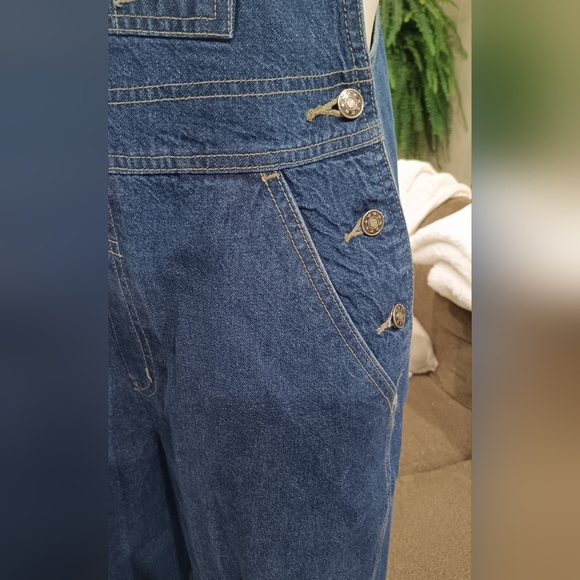 90's Women’s Blue Denim Jean Overalls Sz S Farmer Country Timeless Basic Classic - Picture 9 of 12